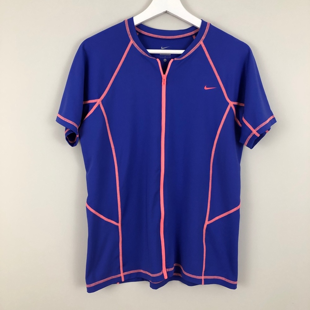 Nike Athletic Full Zip Front Short Sleeve Top